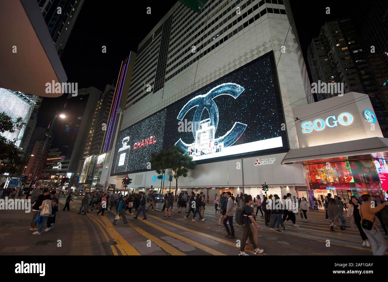 Vita notturna a Causeway Bay, Hong Kong, Cina, Sud-Est asiatico Foto Stock