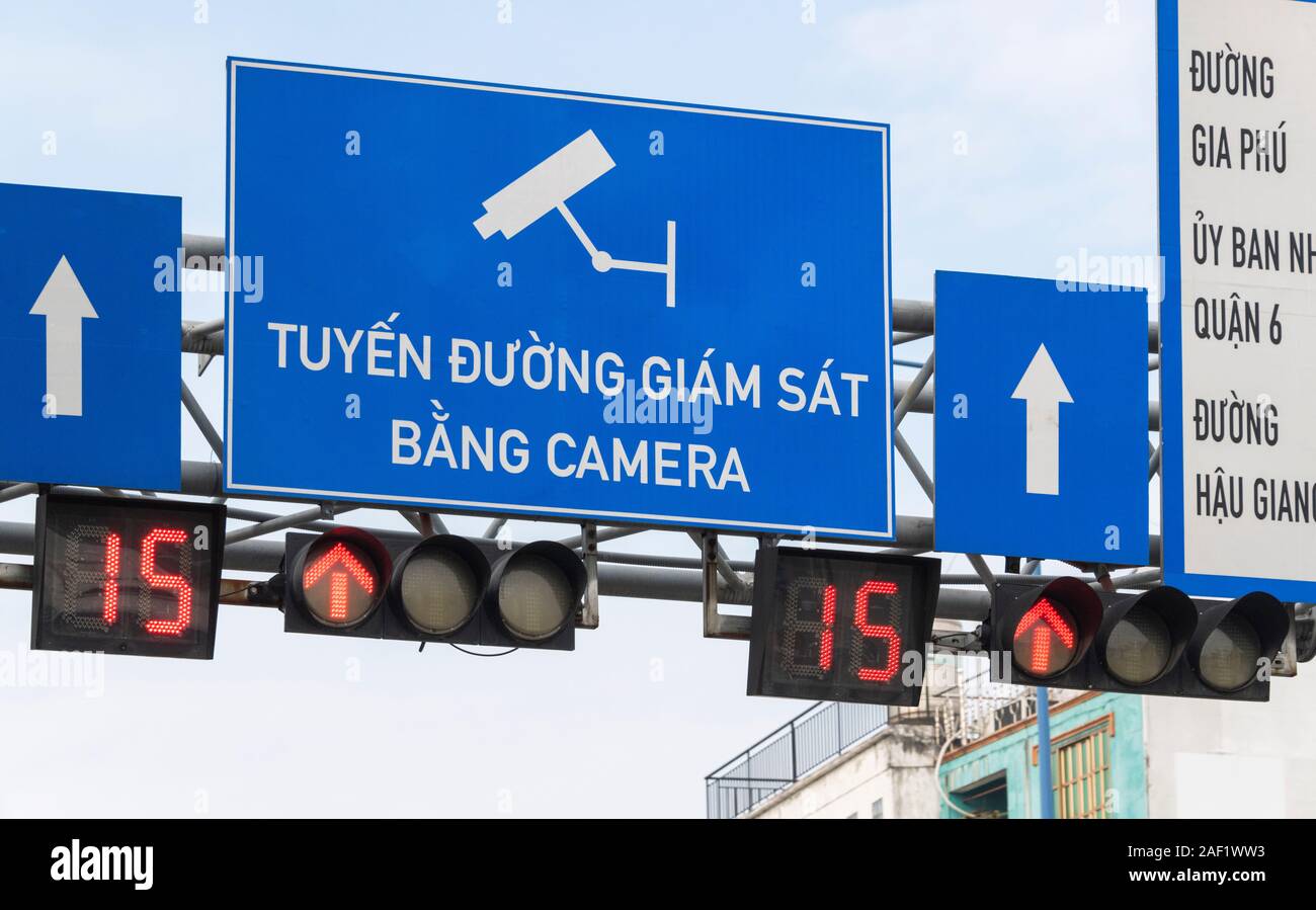 Segno per Bang fotocamera fotocamera Velocità Vietnam Foto Stock