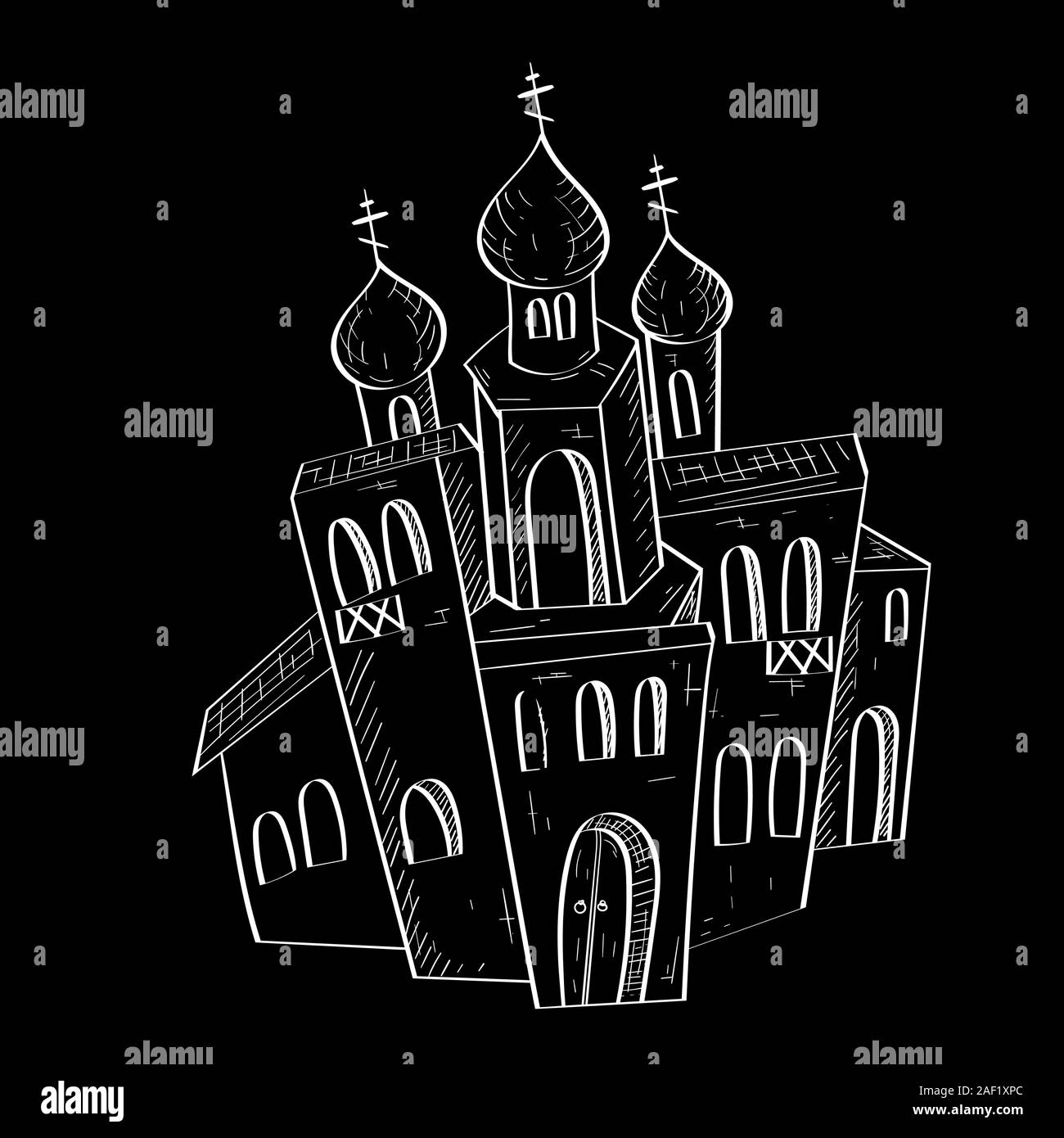 Cristiano-ortodossa. Mano bozzetto su sfondo nero Illustrazione Vettoriale