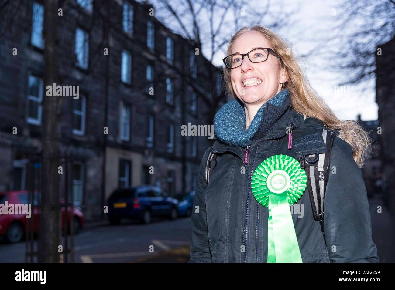 Edinburgh, Regno Unito. 12 dicembre, 2019 foto: Lorna Slater, Co-organizzatore di Scottish verdi voti a Edimburgo. Credito: ricca di Dyson/Alamy Live News Foto Stock