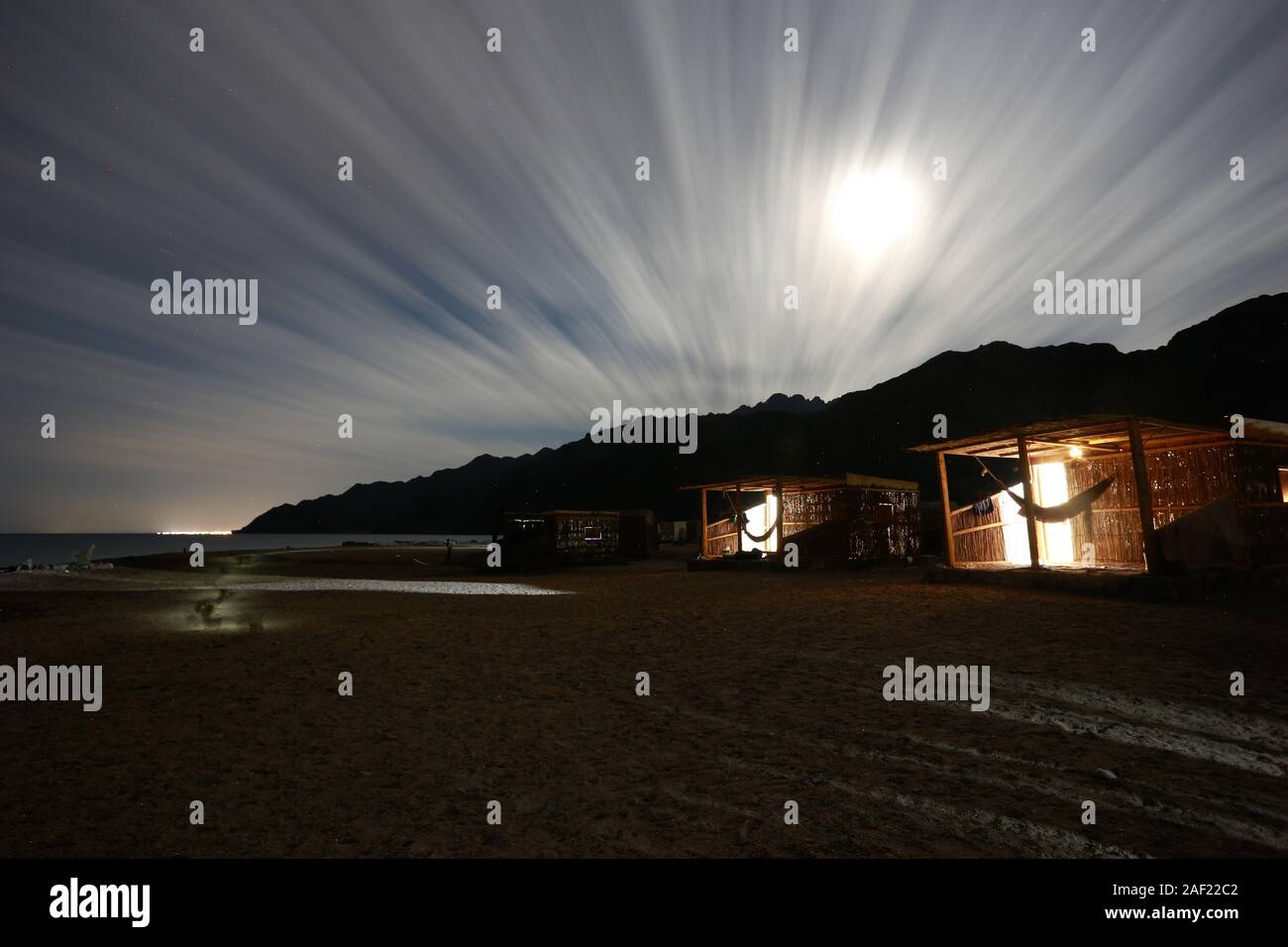 Una lunga esposizione al Sinai beach Foto Stock