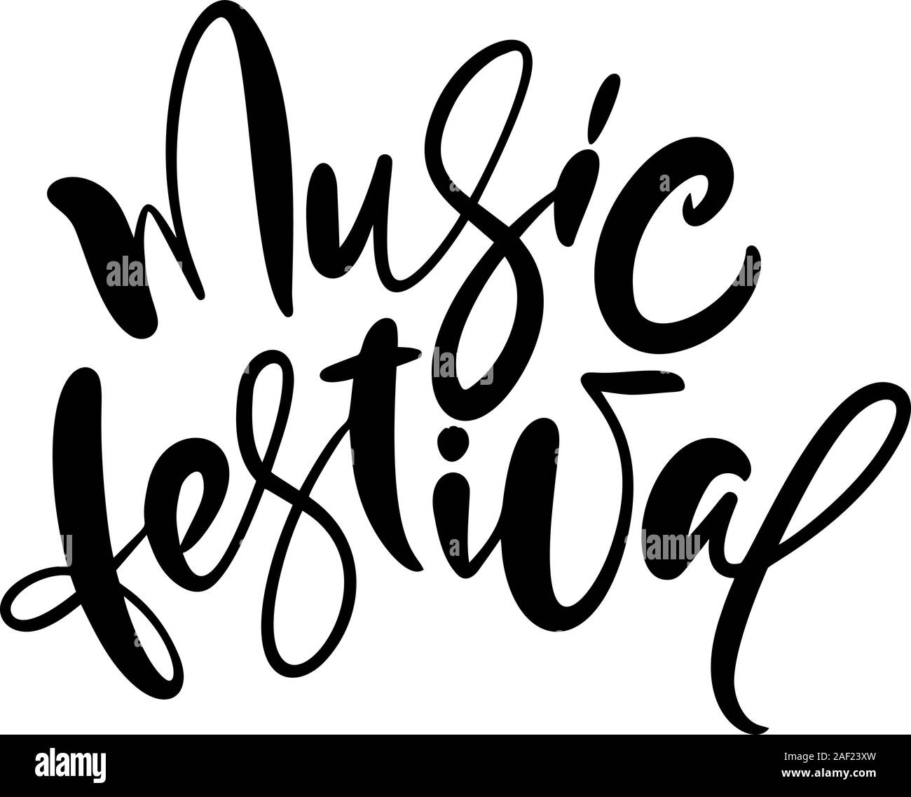 Handdrawn vettore concettuale testo calligrafico Music Festival. Lettering illustrazione di vacanza musicale. Per poster o t-shirt design, banner Illustrazione Vettoriale