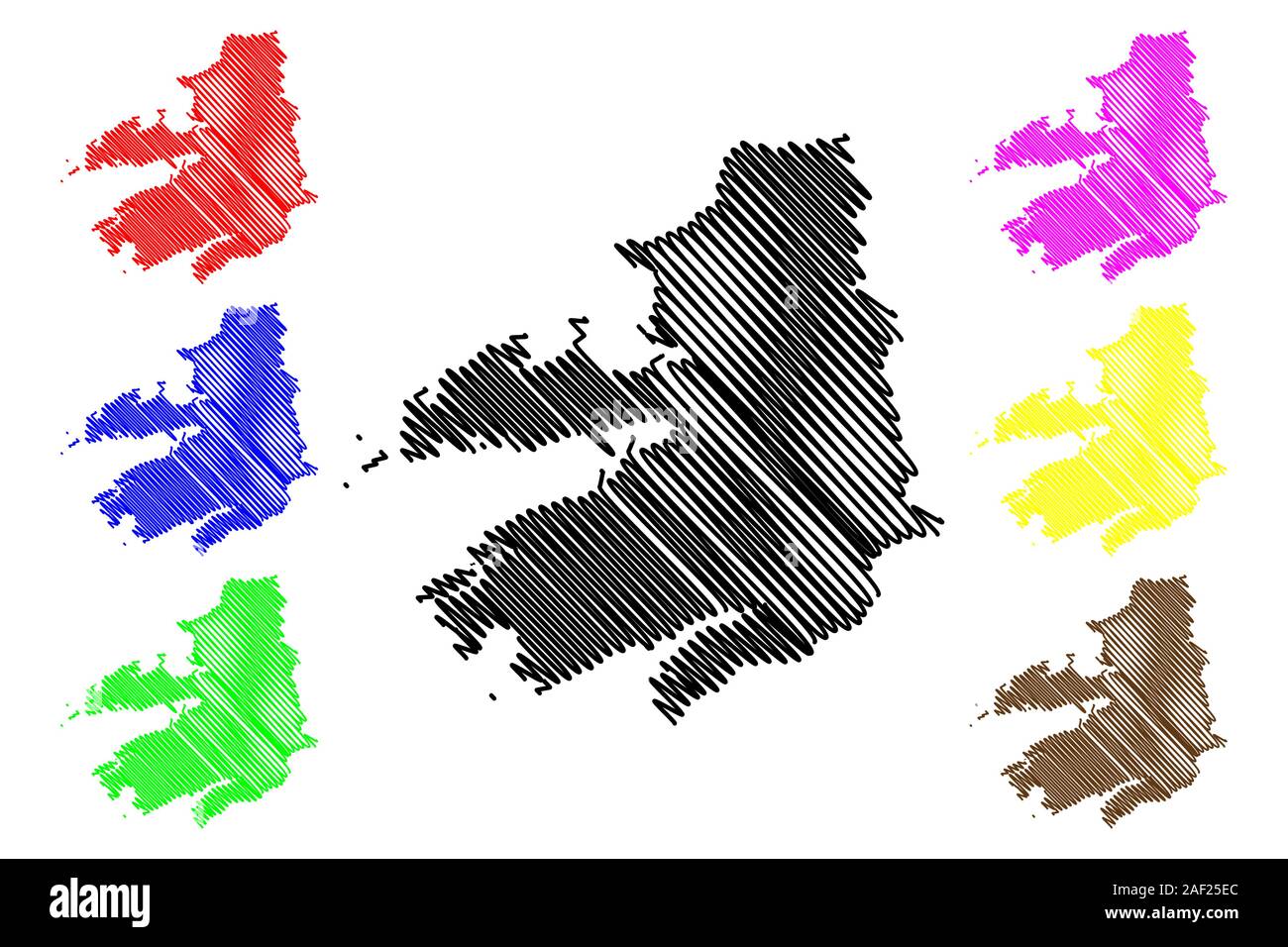 Kerry County Council (Repubblica di Irlanda, contee dell'Irlanda) mappa illustrazione vettoriale, scribble sketch mappa di Kerry Illustrazione Vettoriale