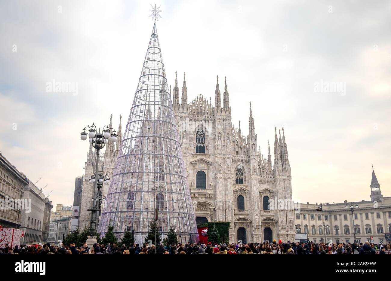 Albero di natale in Piazza del Duomo di Milano Foto Stock