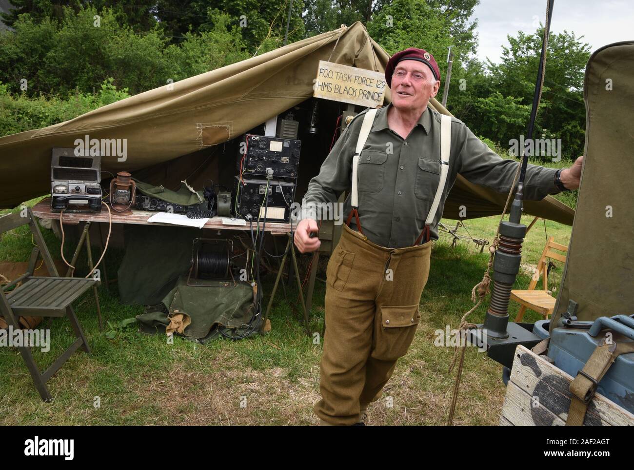 Settantacinquesimo anniversario dello sbarco in Normandia: rievocazione storica di Geronimo camp il 4 giugno 2019. Report fotografico in 'Geronimo camp', historica Foto Stock