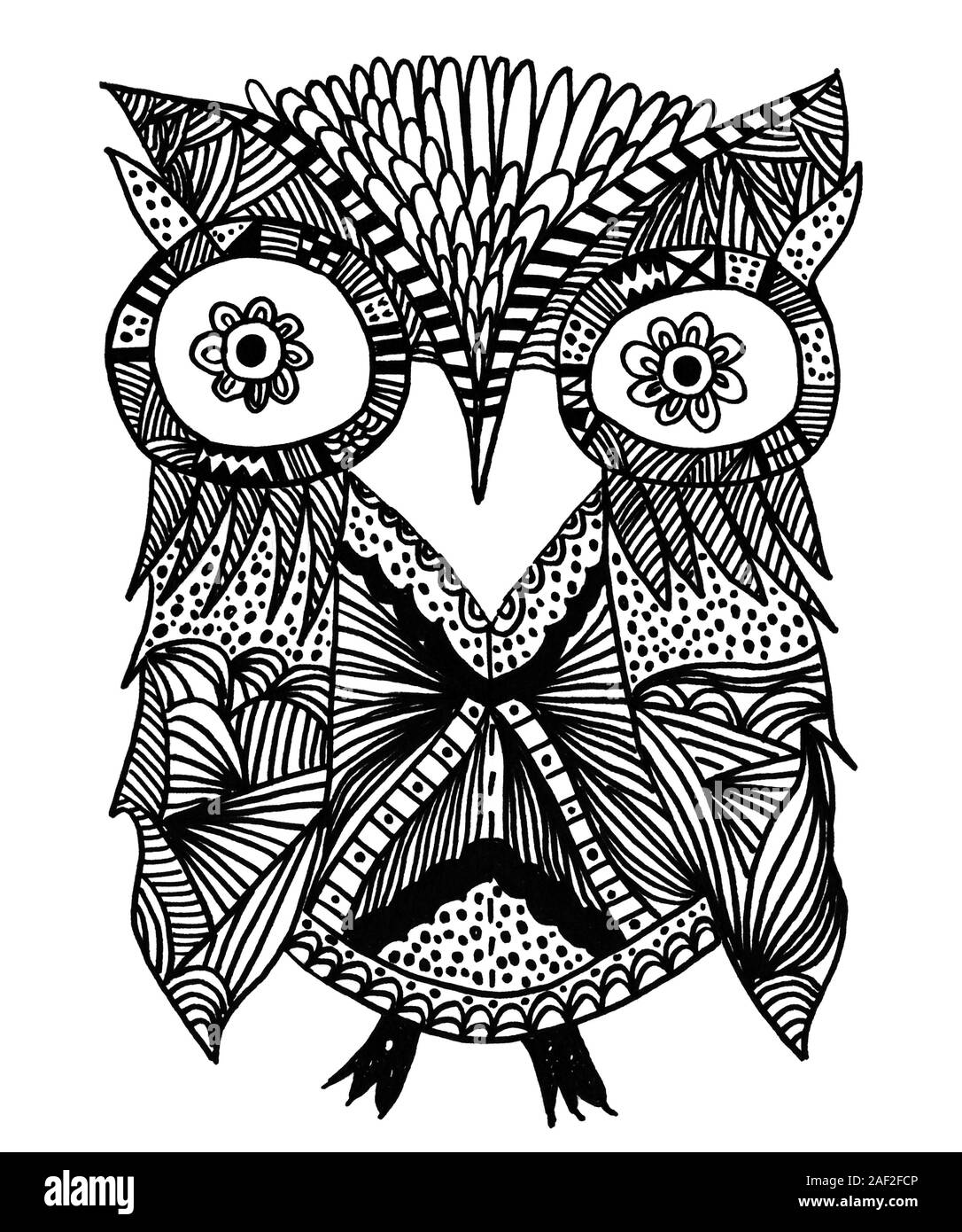 Carino owlet dipinto di rivestimento. Abstract bird illustration design Foto Stock