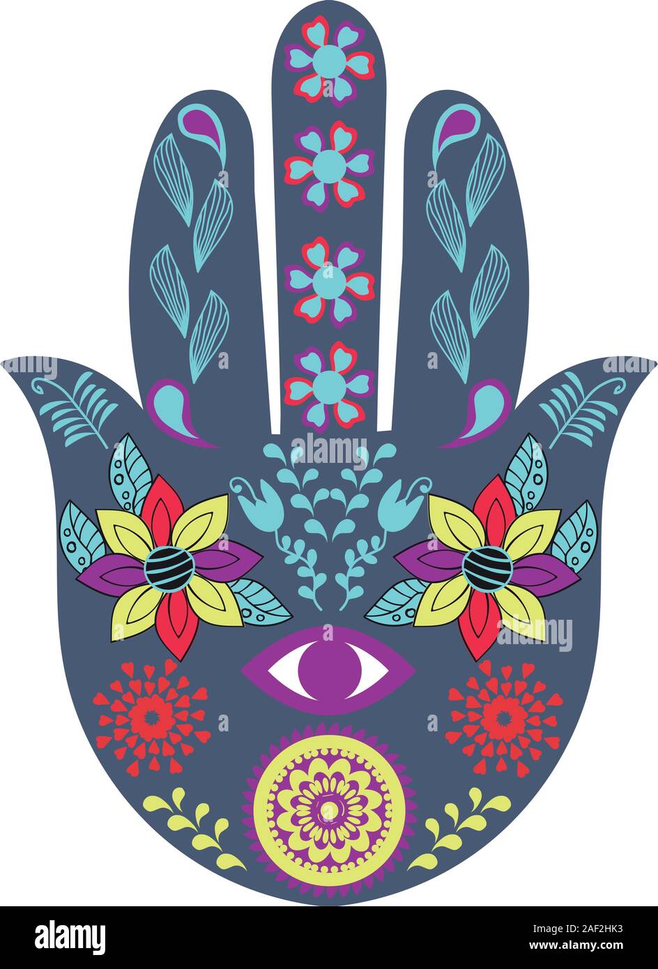 Hamsa talismano NAND. Mano di Fatima nel vettore. Immagine colorata Illustrazione Vettoriale