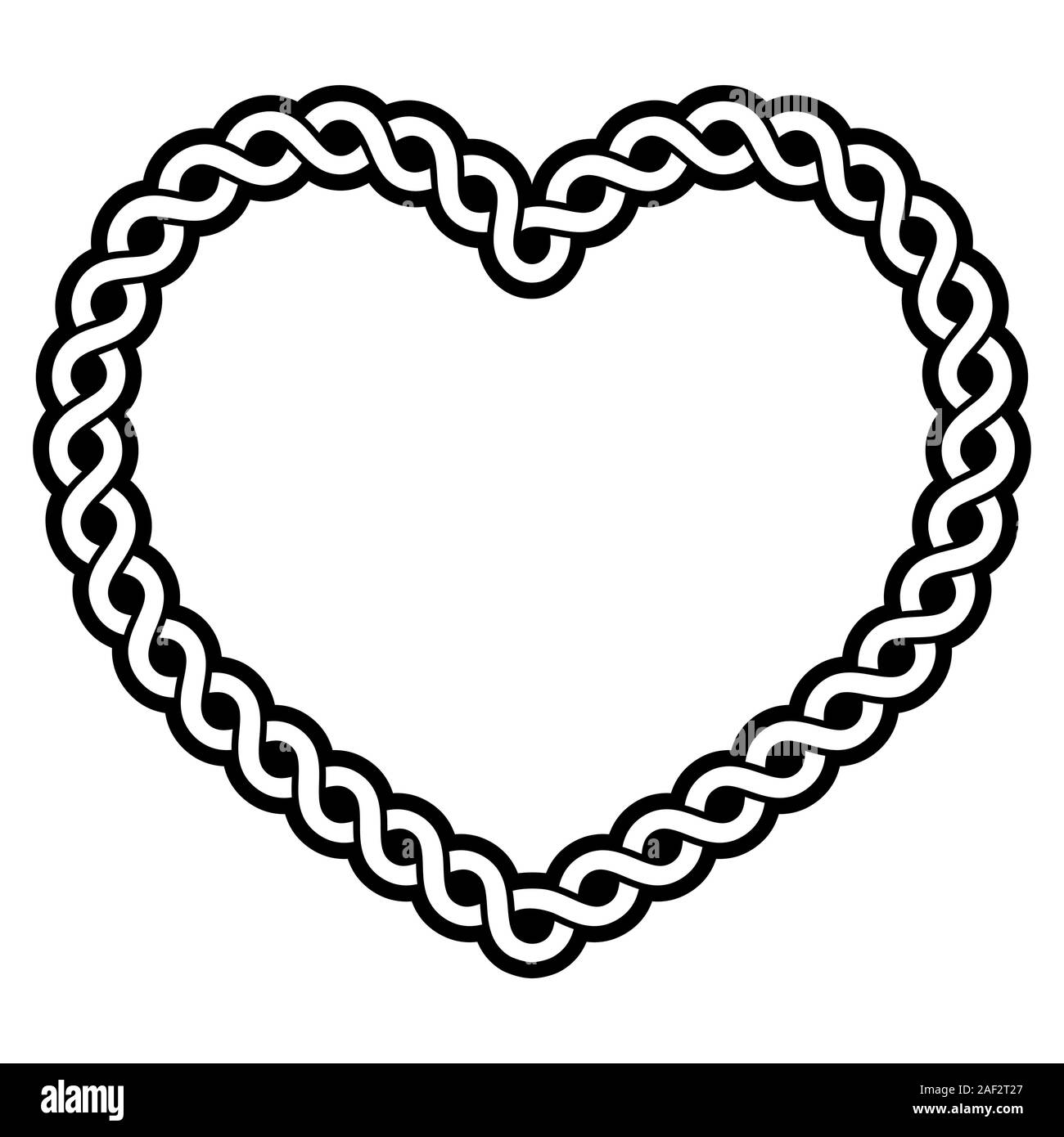 Celtic modello vettore forma di cuore - amore concetto, cuore intrecciato frame, biglietto di auguri per il giorno di San Patrizio, il giorno di San Valentino Illustrazione Vettoriale