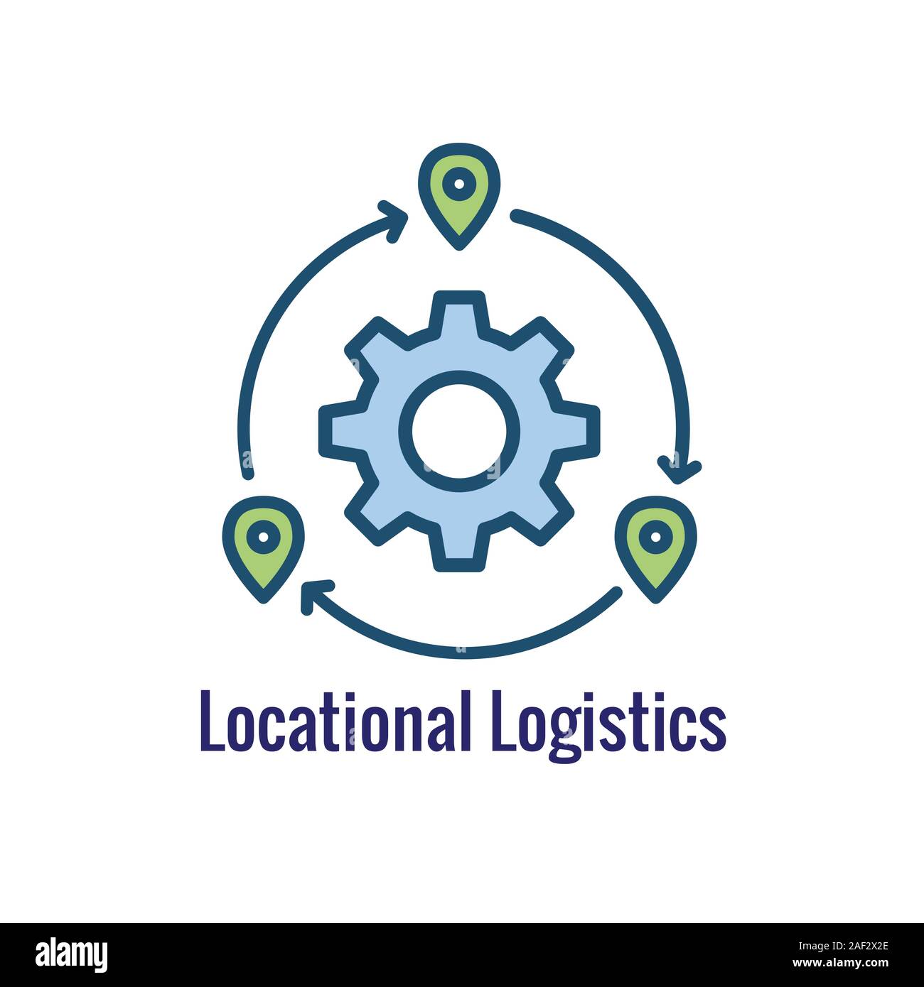 Icona di logistica che mostra il movimento da 1 posto alla successiva Illustrazione Vettoriale