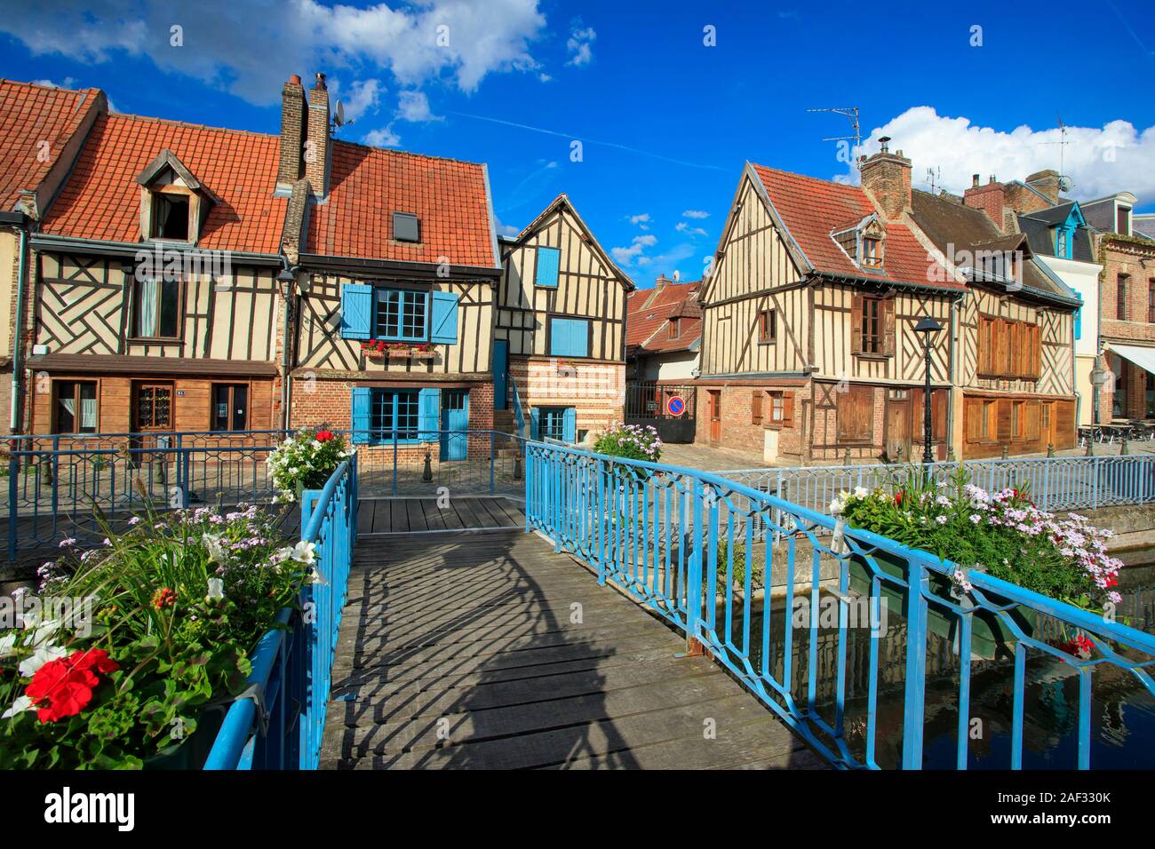 Amiens (Francia settentrionale): "rue Motte" Street nel quartiere di Saint-Leu Foto Stock