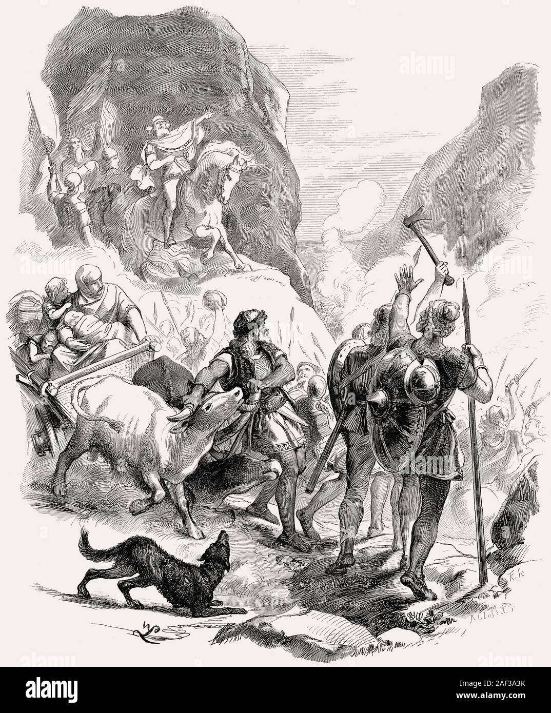 Ostrogoti sotto Teodorico migrare in Italia, 488 Foto Stock