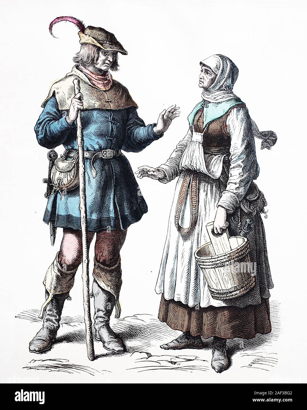 Il costume nazionale, vestiti, la storia del costume, degli agricoltori tedeschi, circa nel 1500-1535, Volkstracht, Kleidung, Geschichte der Kostüme, deutsche Bauern, 1500-1535 ca Foto Stock