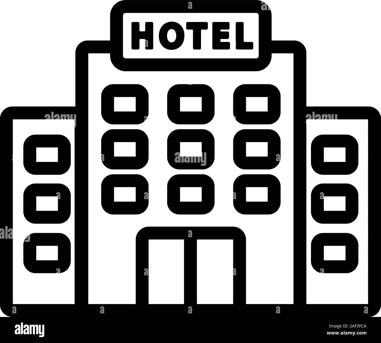 L'hotel occupa un edificio che è un vettore di icona. Isolate il simbolo di contorno illustrazione Illustrazione Vettoriale