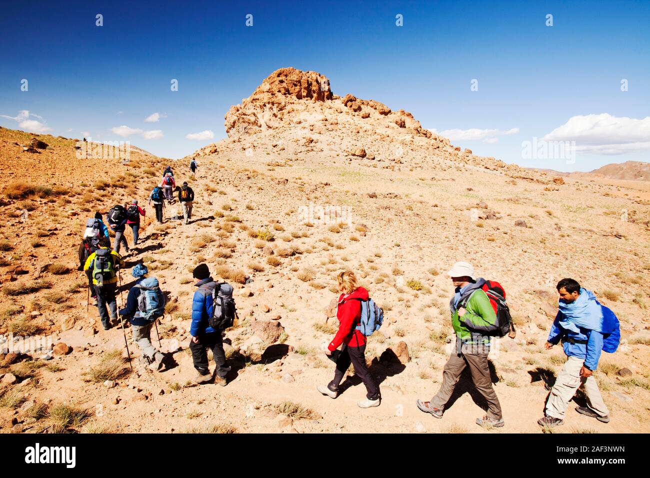 Trekking in Jebel Sirwa regione del Anti atlante del Marocco, Africa del Nord. Foto Stock