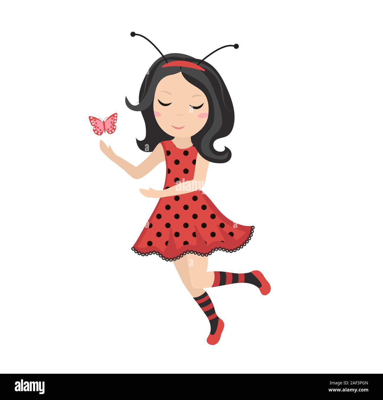 Carino bambina ladybug icona nel piatto, stile cartoon. Baby costume di  carnevale bee. Isolato su sfondo bianco. Illustrazione Vettoriale Immagine  e Vettoriale - Alamy