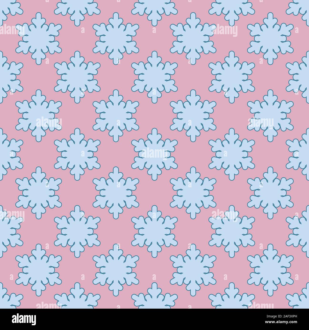 Arte Seamless pattern con i fiocchi di neve blu su rosa Illustrazione Vettoriale