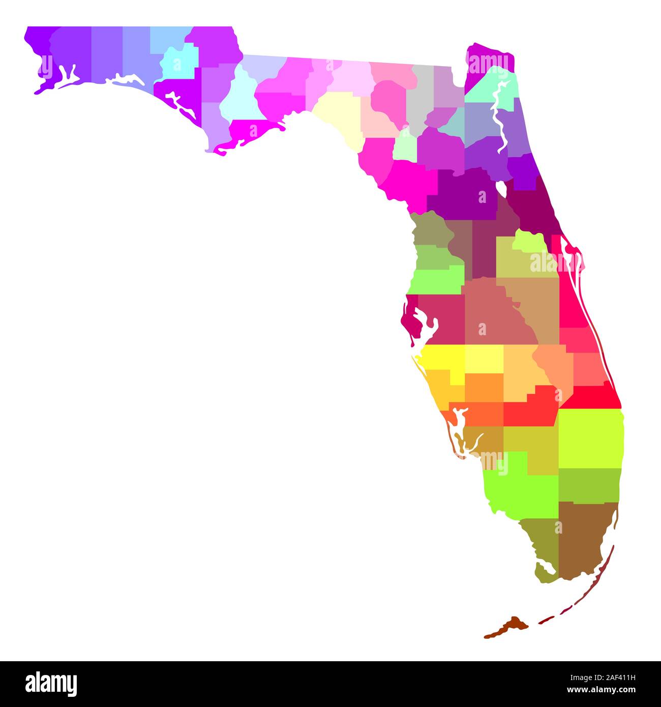 Mappa colorata della Florida Foto Stock