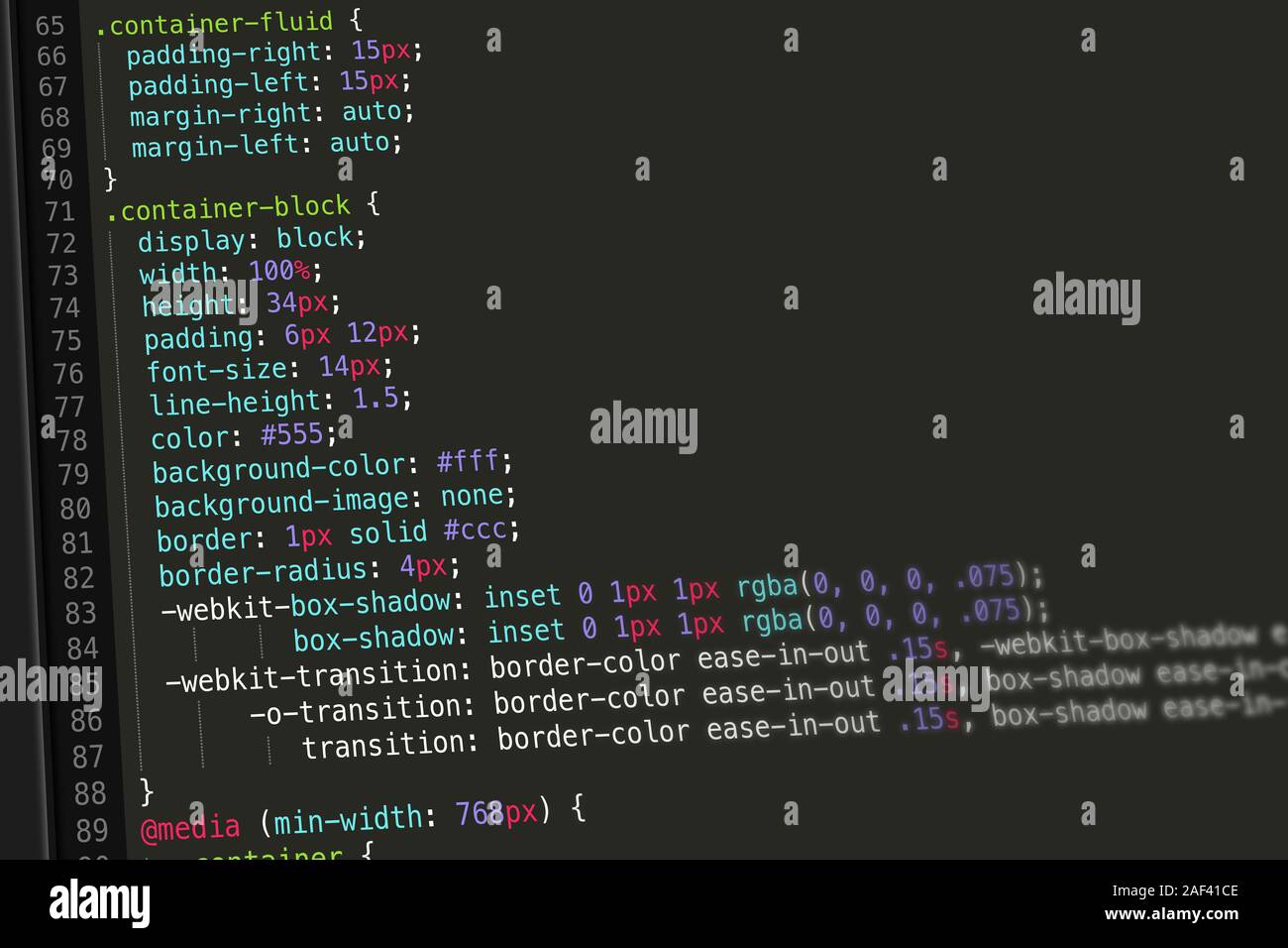 Il codice CSS Screenshot Foto Stock