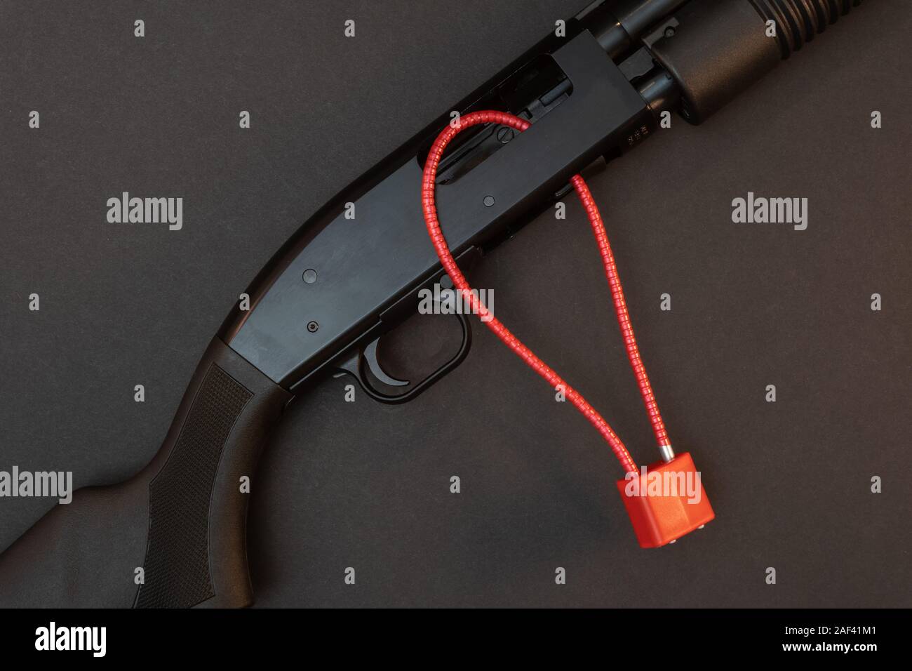 12 fucile calibro con serratura di sicurezza. Foto Stock