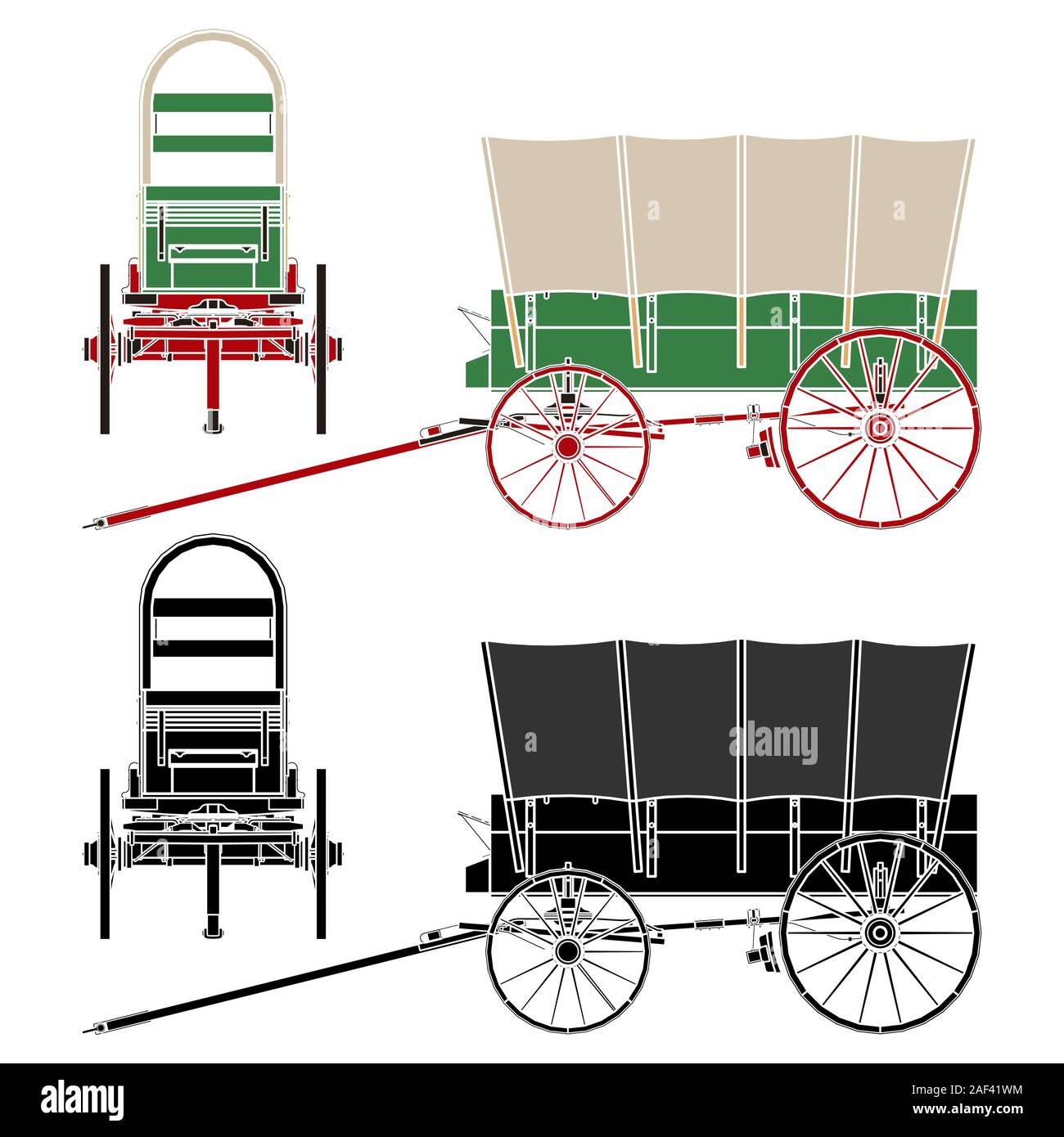 Chuck wagon. Popolari carro coperto. Senza contorno. Illustrazione Vettoriale