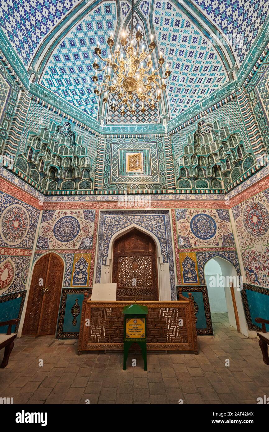 Santuario-complesso di Qutham b. Abbas, Kusam Ibn Abbas moschea, necropoli Shah-i-Zinda, Samarcanda, Uzbekistan in Asia centrale Foto Stock