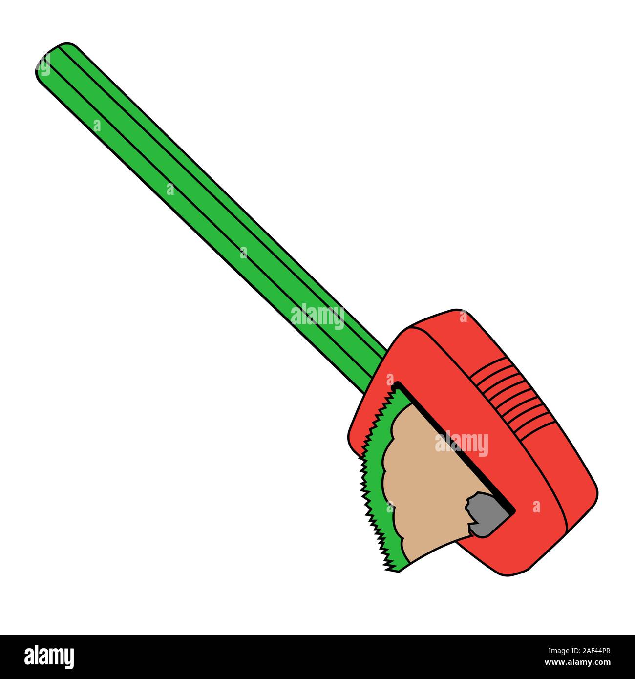 Affilatrice rosso con la matita verde. Isolato stock fumetto illustrazione vettoriale Illustrazione Vettoriale