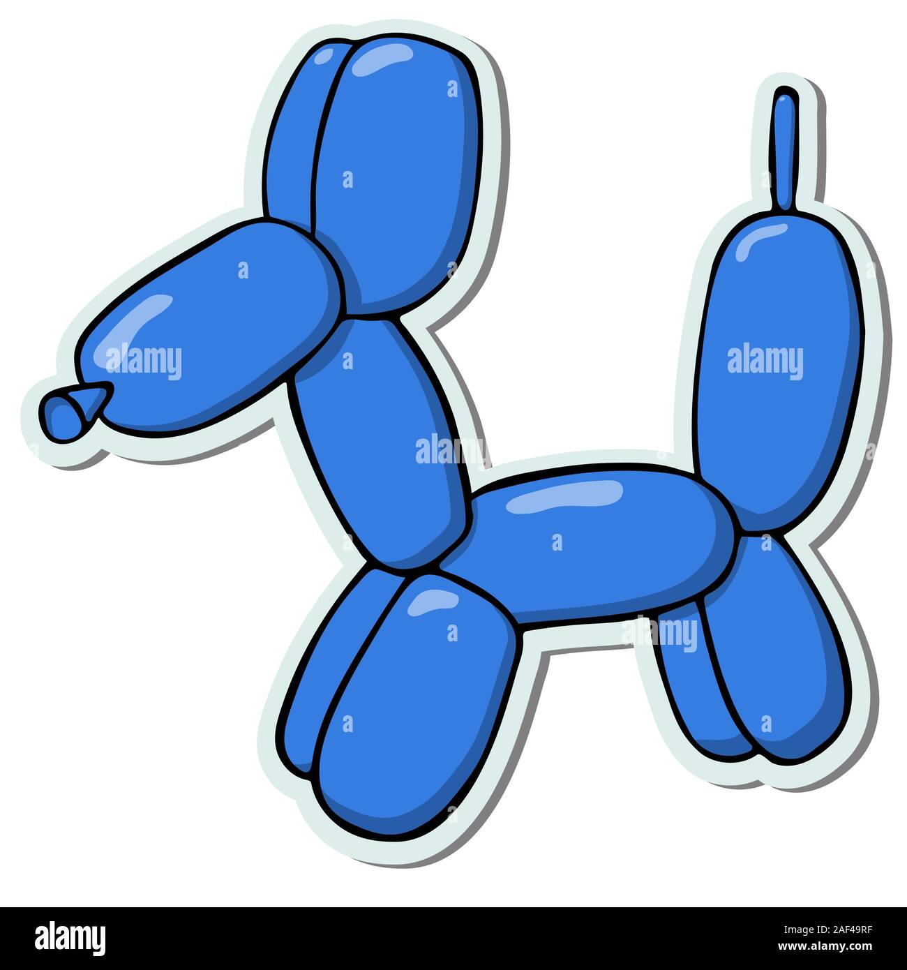 Blu a palloncino cane per party adesivo. isolato stock illustrazione vettoriale Illustrazione Vettoriale
