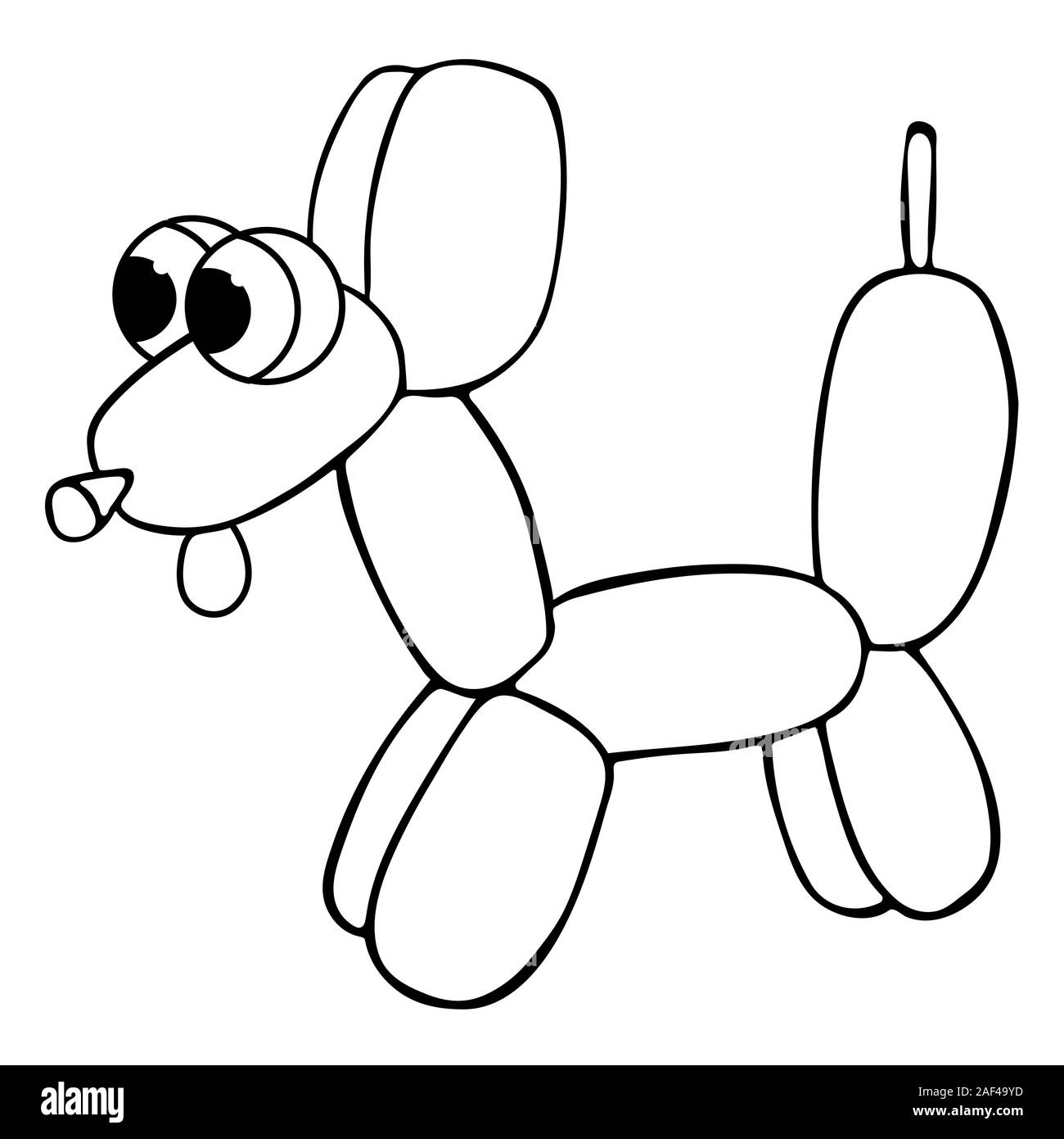 Delineare il cane a palloncino con il cartoon occhi cane per parte. isolato stock illustrazione vettoriale Illustrazione Vettoriale
