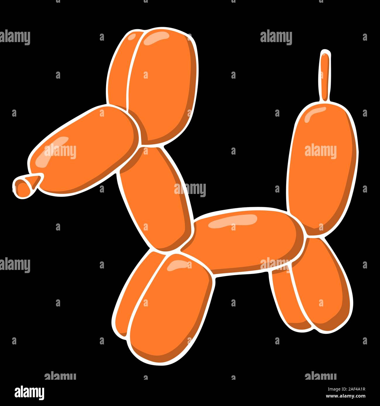 Arancione cane palloncino su sfondo nero. isolato stock illustrazione vettoriale Illustrazione Vettoriale
