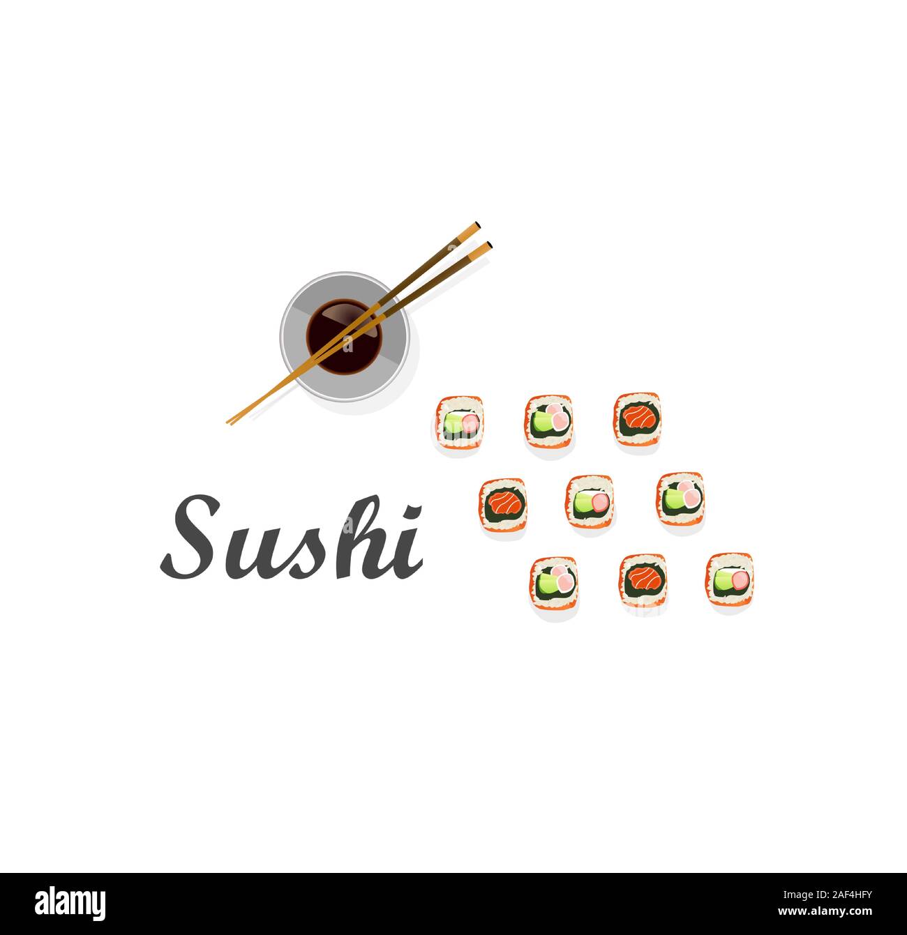 Il design del vettore del menu sushi ristorante su sfondo bianco Illustrazione Vettoriale