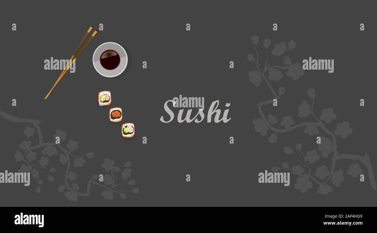 Il design del vettore del menu sushi al ristorante. Illustrazione Vettoriale