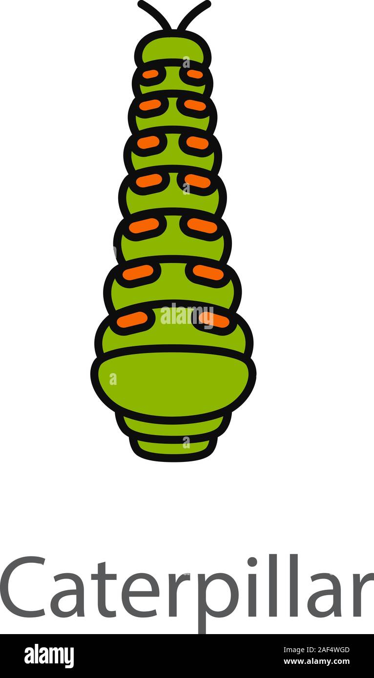 Caterpillar icona di colore. Butterfly stadio larvale. Isolato illustrazione vettoriale Illustrazione Vettoriale