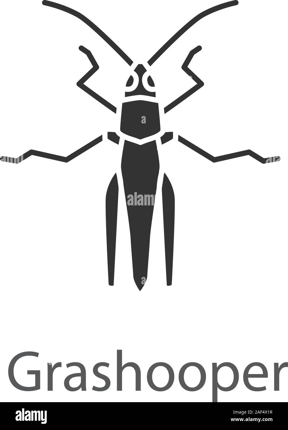 Grasshopper glifo icona. Peste di Insetto. Le cavallette. Simbolo di Silhouette. Lo spazio negativo. Vettore illustrazione isolato Illustrazione Vettoriale