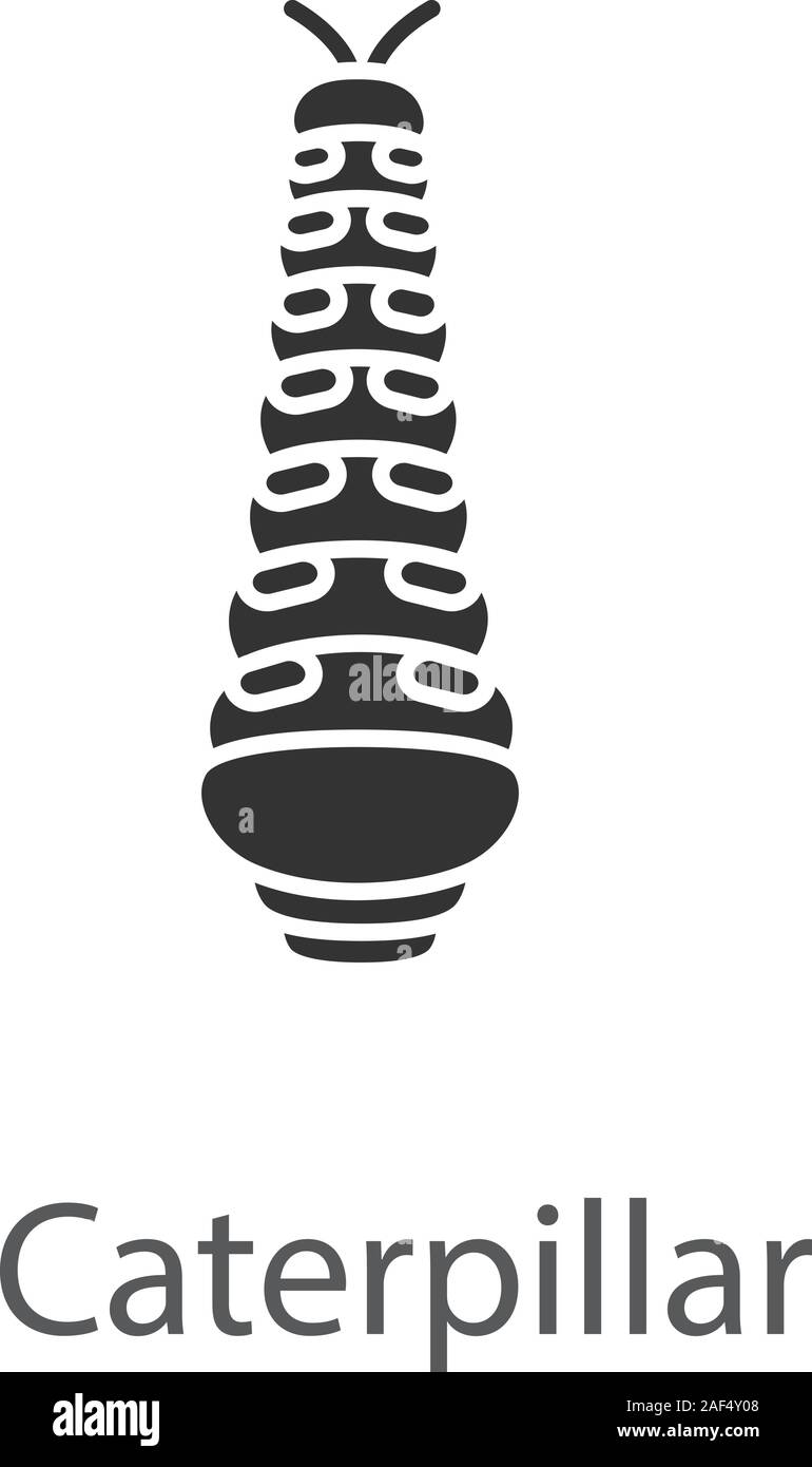 Caterpillar icona glyph. Butterfly stadio larvale. Simbolo di Silhouette. Lo spazio negativo. Vettore illustrazione isolato Illustrazione Vettoriale