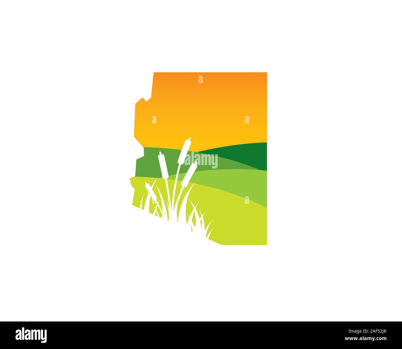 Mappa arizona con valle hill piante logo orizzontale Illustrazione Vettoriale