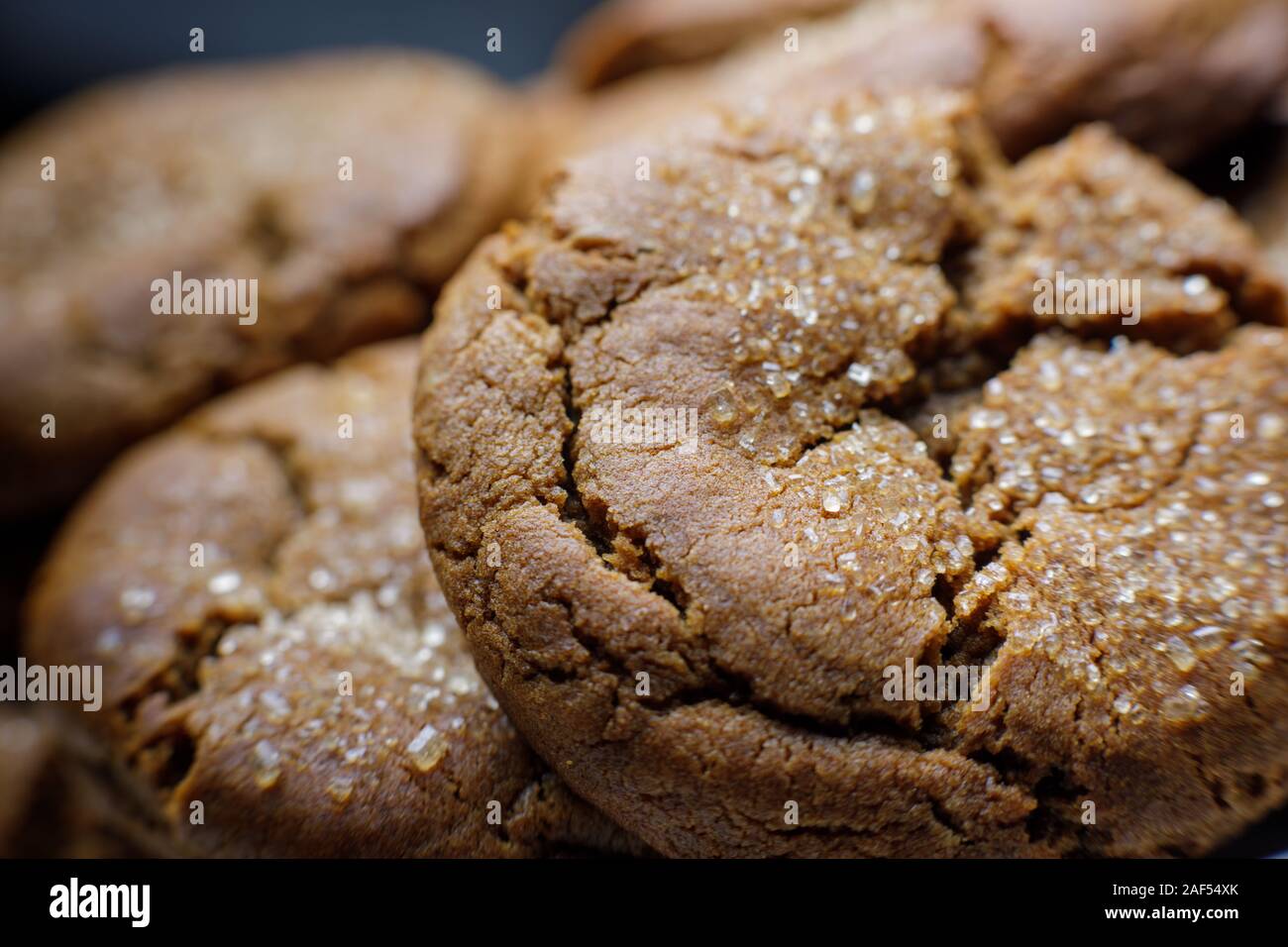 La melassa si increspa, un tipo di cookie di melassa fatta con lo zucchero di canna. Stati Uniti d'America. Foto Stock