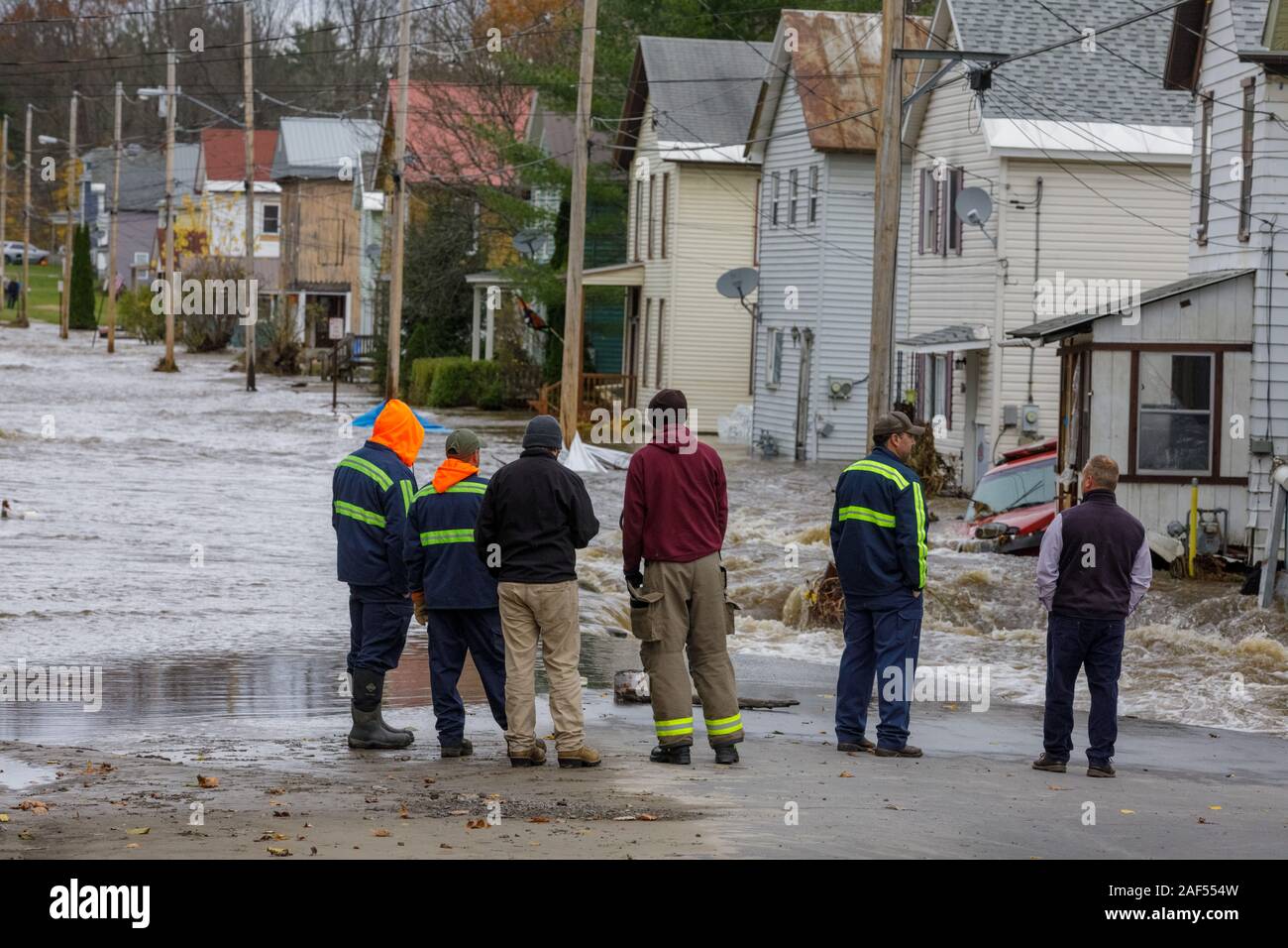 1 Novembre 2019: inondazioni nel villaggio di Dolgeville, Herkimer County, New York, Stati Uniti d'America. Una vita è stata persa, Dolgeville è stata dichiarata un'area di disastro. Foto Stock