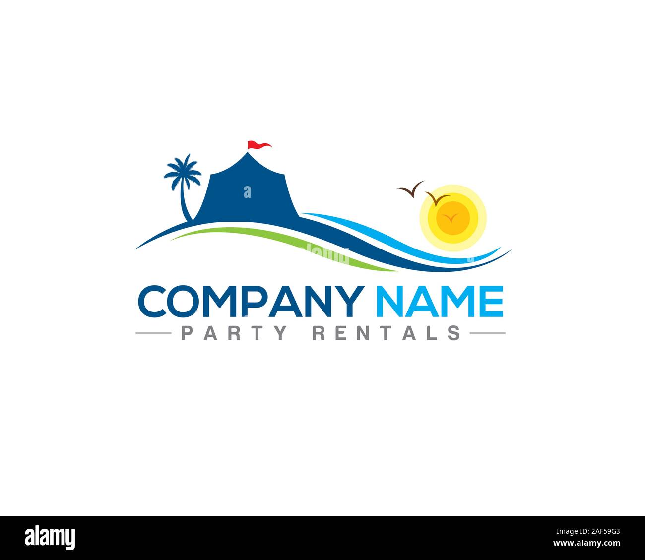 Parte tenda del circo logo di noleggio Illustrazione Vettoriale