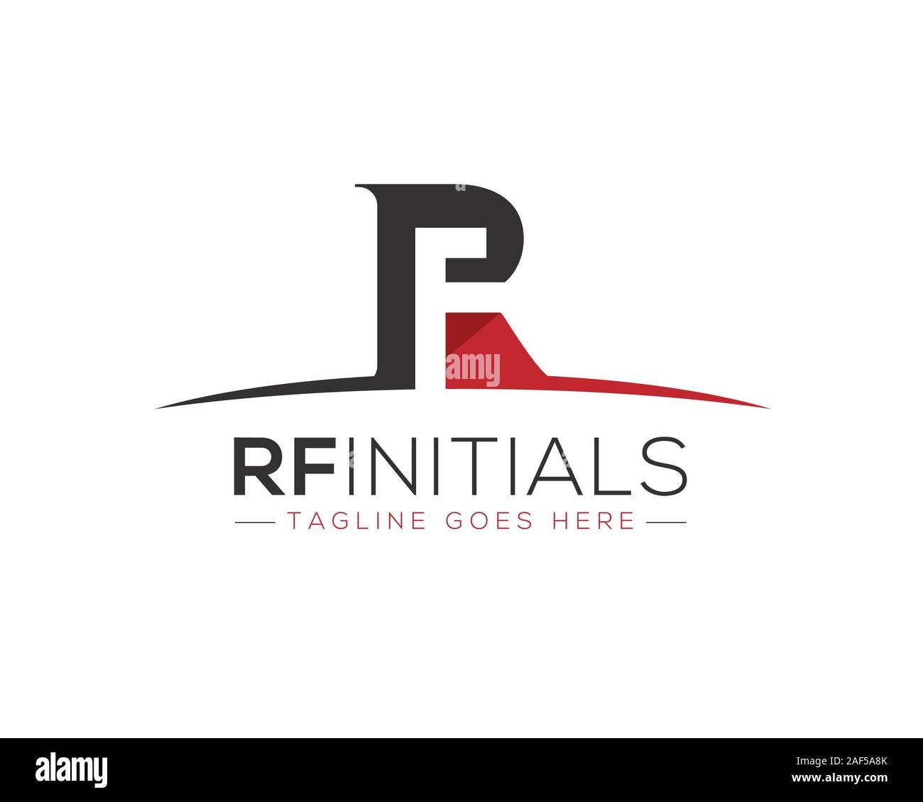 Rosso Nero R F iniziale logo anagramma Illustrazione Vettoriale