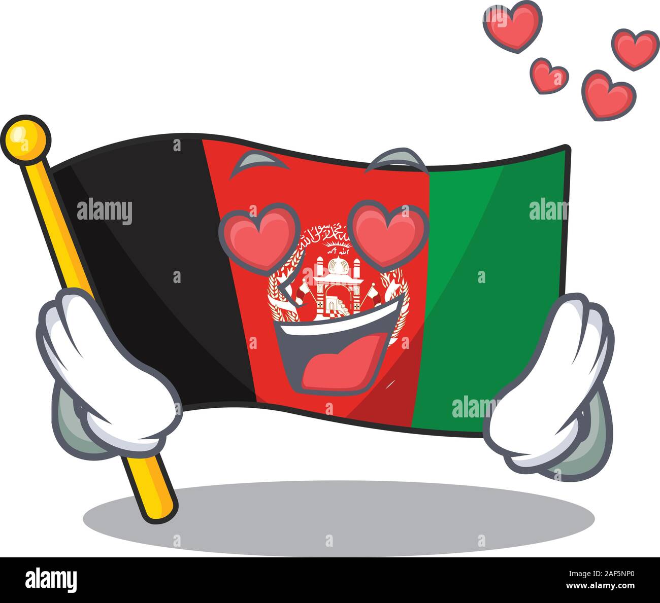 Falling In Love carino bandiera afghanistan scorrere mascotte cartoon design. Illustrazione Vettoriale Illustrazione Vettoriale