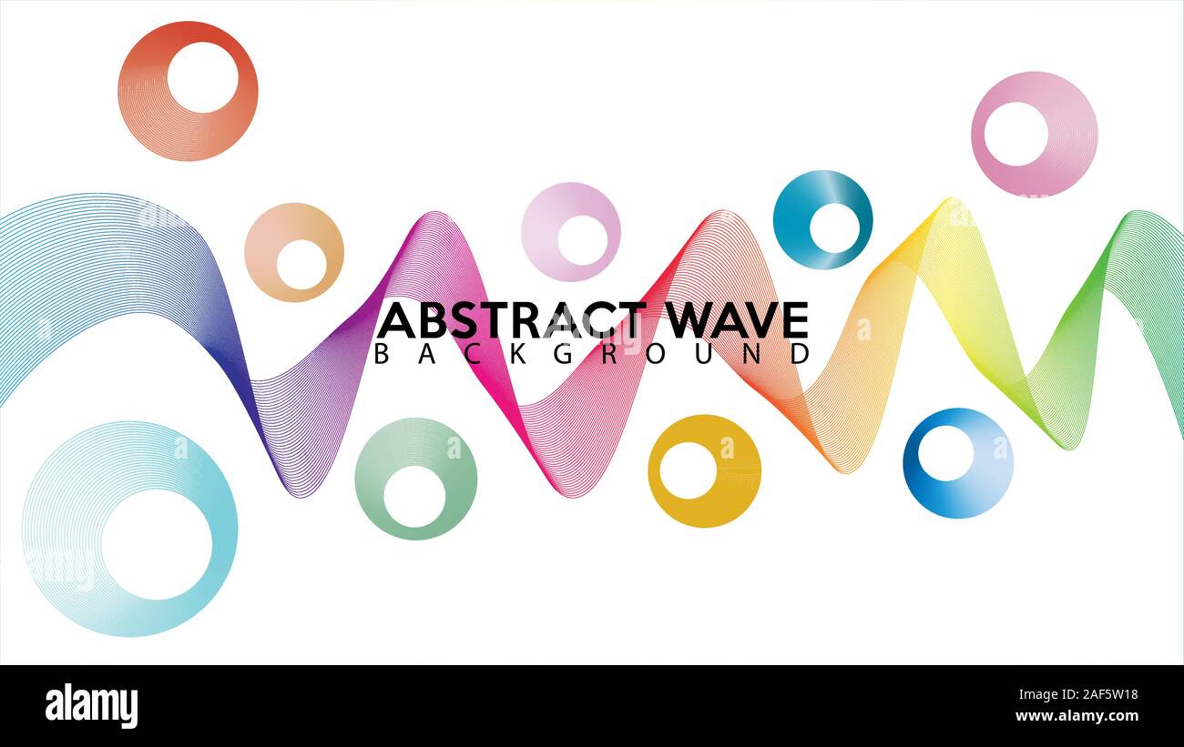 Abstract Arcobaleno linea d'onda, sfondo bianco, colorato spettro Audio Design modello. Elemento ad anello, Rim, ellisse, forma arrotondata, nastro, nastro, EPS 10 Illustrazione Vettoriale