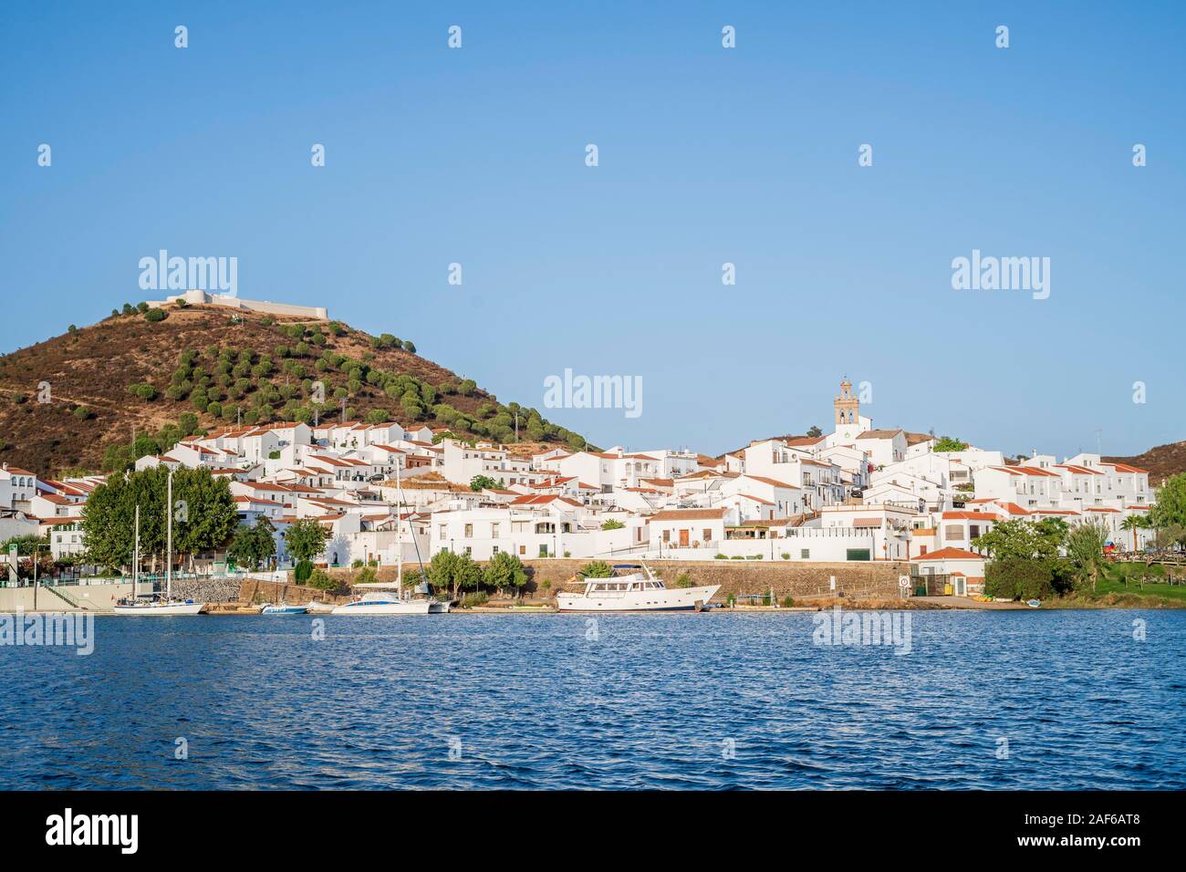 A Sanlucar De Guadiana con il fiume Guadiana, Andalusia, Spagna Foto Stock