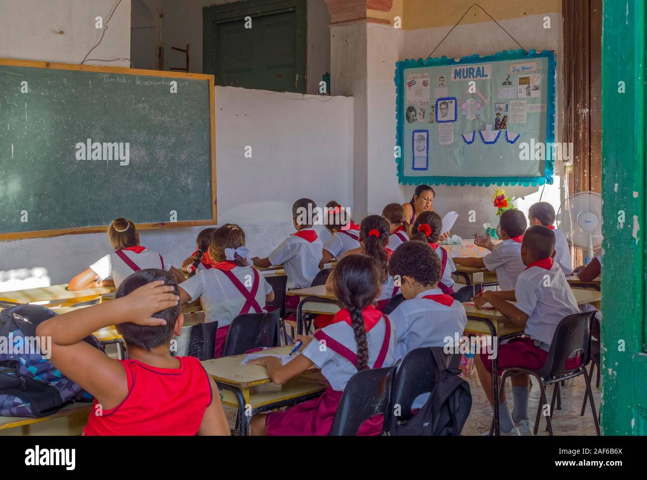 Classe scolastica, Trinidad, Cuba Foto Stock