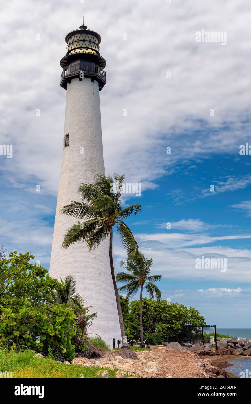 Cape Florida Lighthouse sulla spiaggia Foto Stock