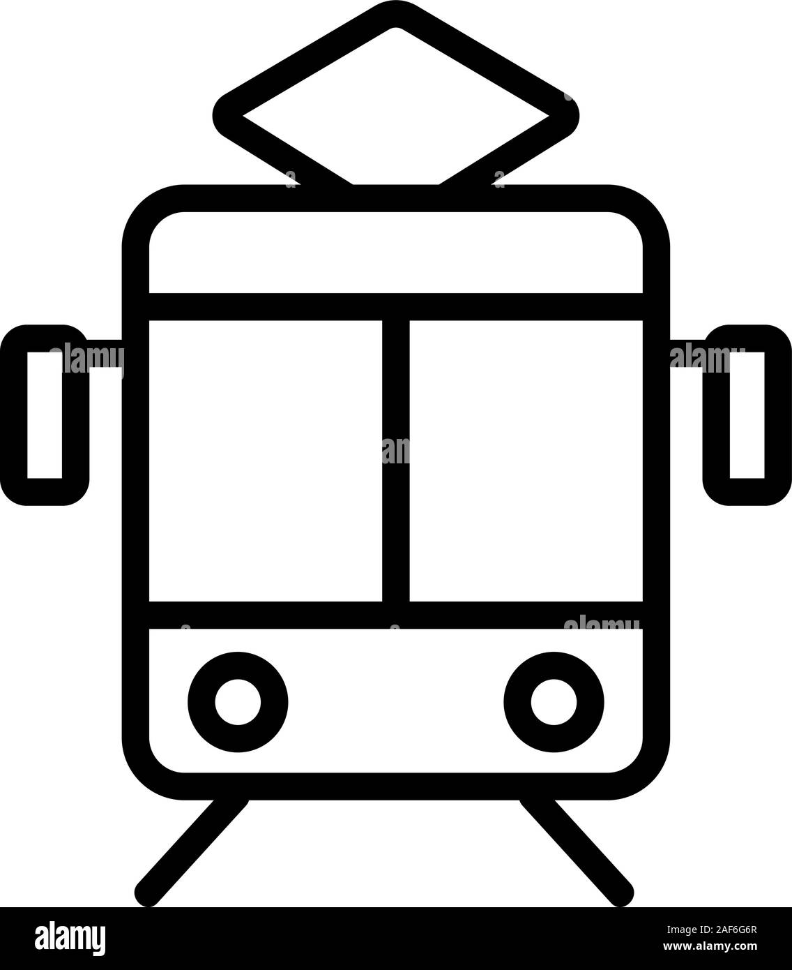 Il tram sulle rotaie icona vettore. Isolate il simbolo di contorno illustrazione Illustrazione Vettoriale