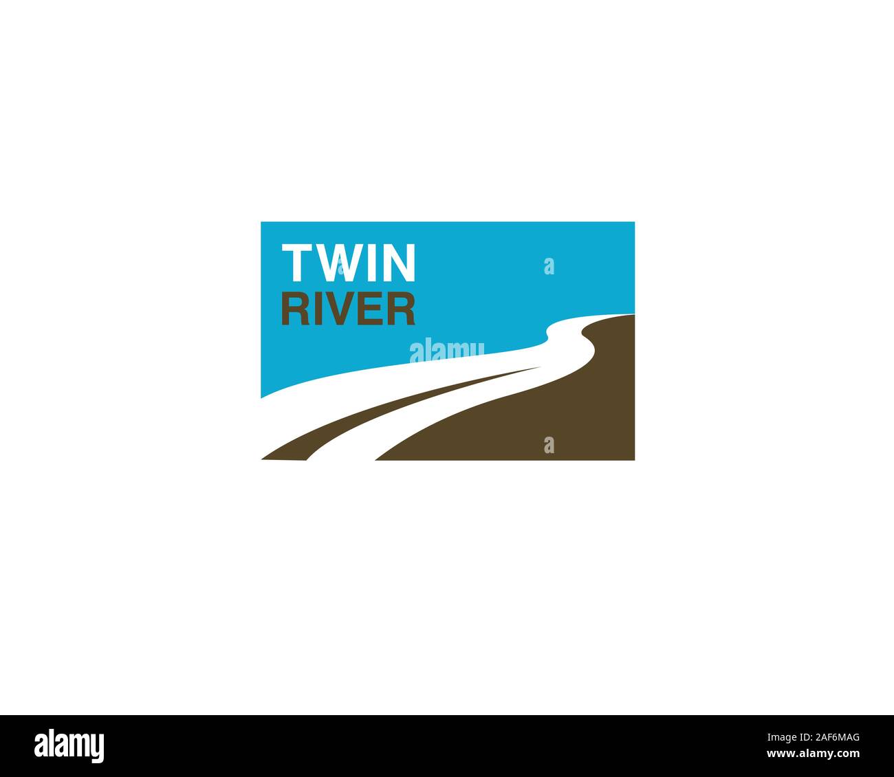 Twin River square banner del logo stile con due fiume come lo spazio negativo Illustrazione Vettoriale