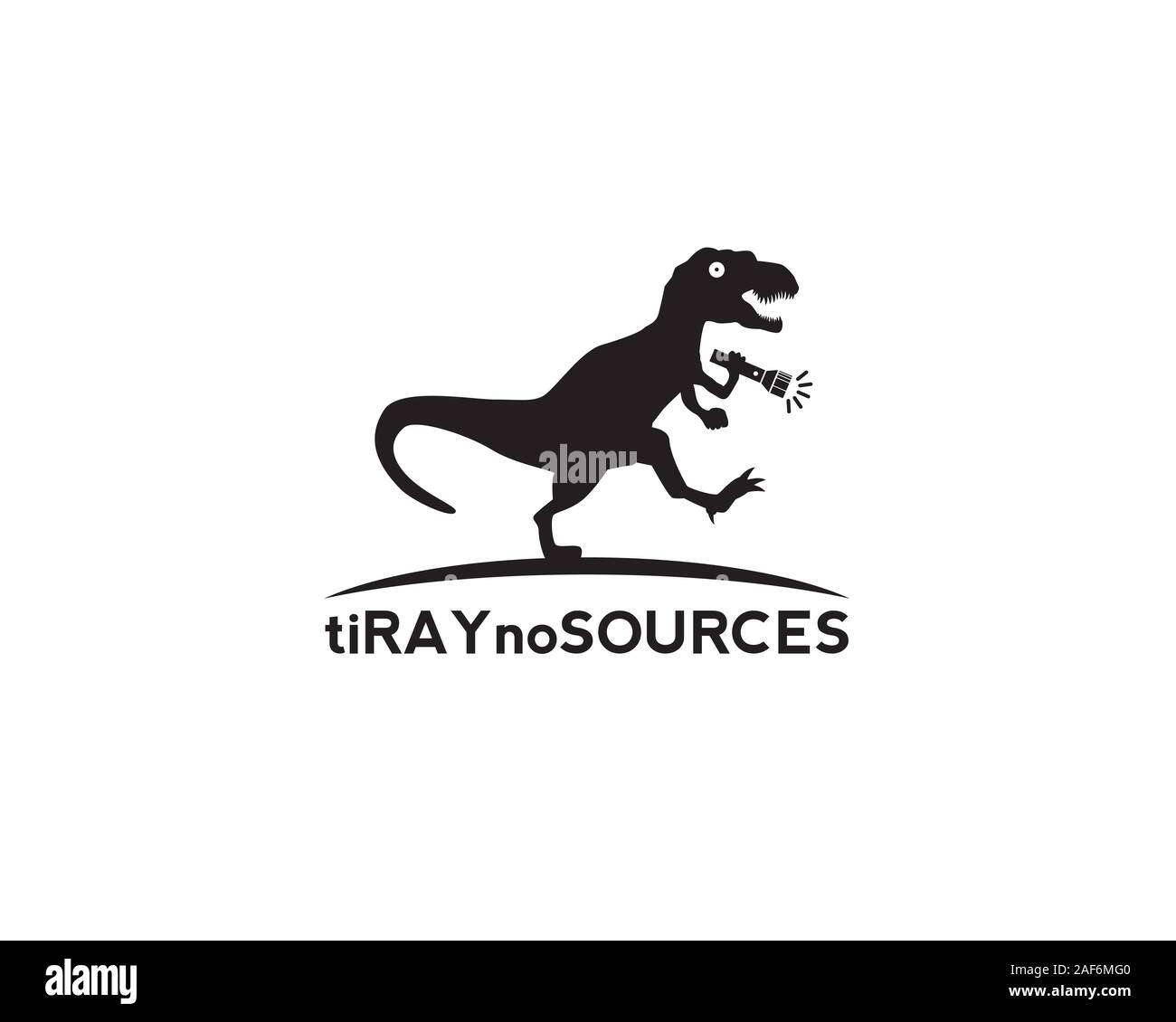 Tyrannosaurus rex in esecuzione a caccia di qualcosa e tenendo la torcia elettrica Illustrazione Vettoriale