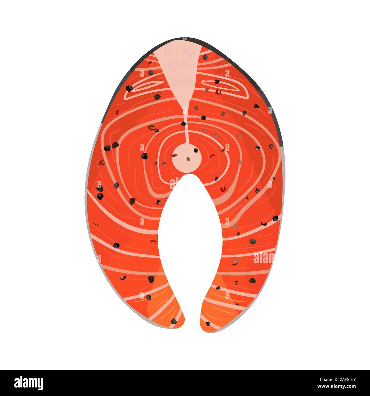 Bistecca di salmone. Illustrazione Vettoriale. Frutti di mare Pesce dieta sana Illustrazione Vettoriale