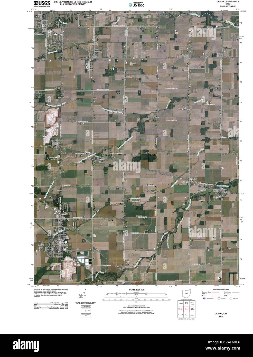 USGS TOPO Map Ohio OH Genova 20100803 TM il restauro Foto Stock