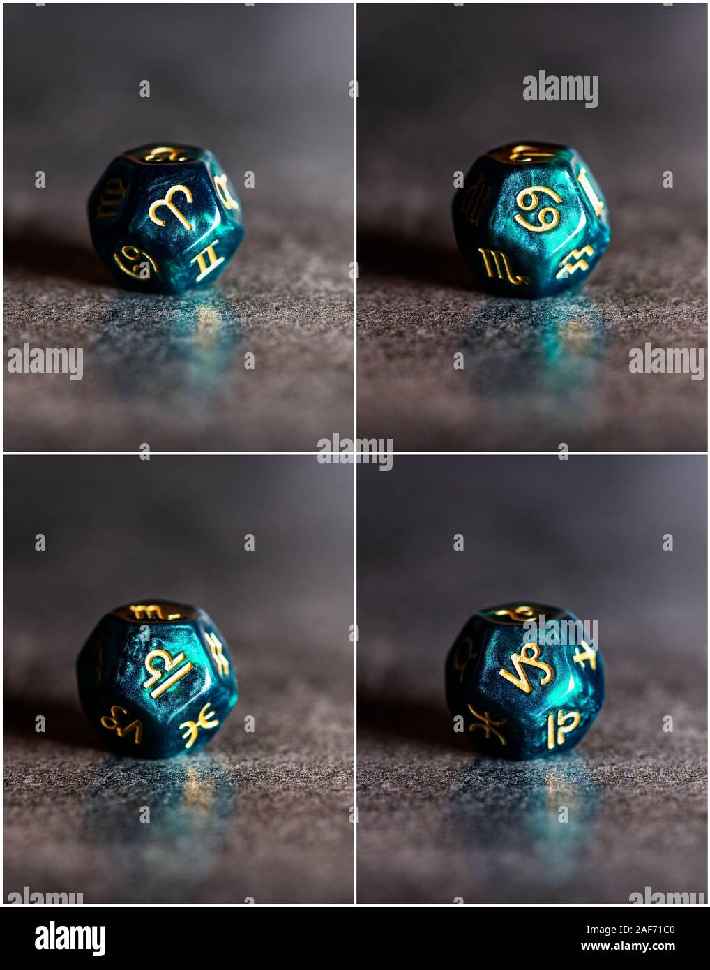 Collage di foto di astrologia dice che rappresenta il cardinale modalità di segni astrologici. Aries, cancro, Libra, Capricorno. Foto Stock